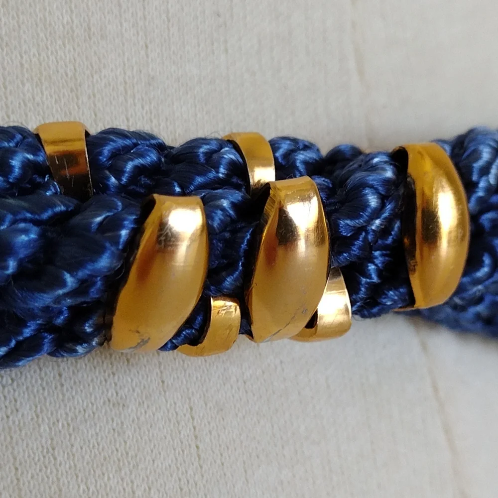 Vintage SITI Belt Enamel Buckle Braided Stretch Rope Belt